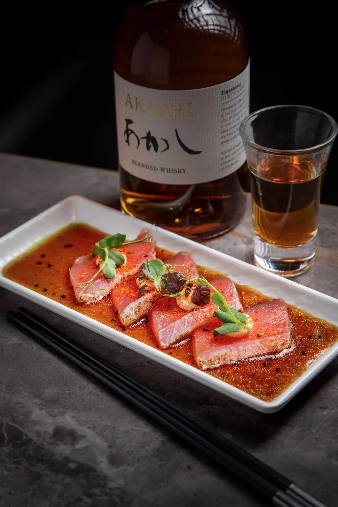 Tataki de saumon et saké